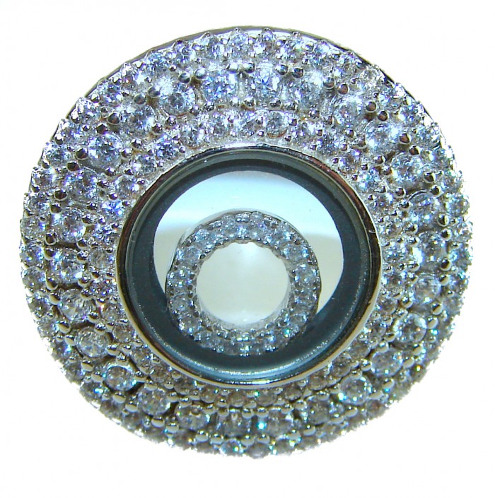 Floating Memories 12.5 carat White Topaz .925 Sterling Silver Handcrafted Ring size 8 - Close-up of Floating Memories white topaz sterling silver jewelry