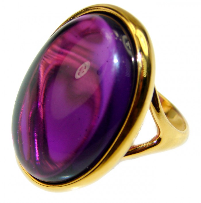 Fabulous Amethyst 14K yellow Gold over .925 Sterling Silver Handcrafted Ring size 6 1/4 - photo 2