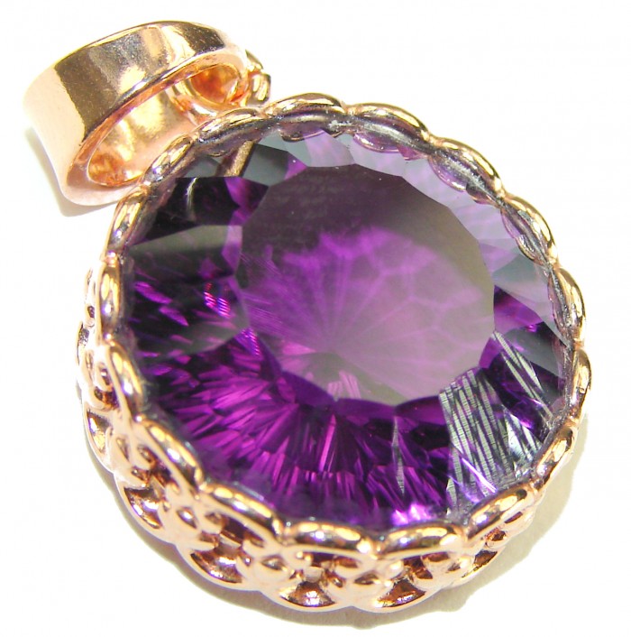 16.5 carat Perfect Amethyst 14k Rose Gold over .925 Sterling Silver handcrafted Pendant - photo 3