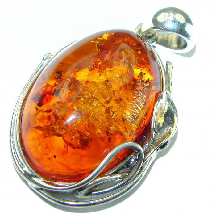 Vintage Beauty authentic Baltic Amber .925 Sterling Silver handcrafted pendant - photo 2