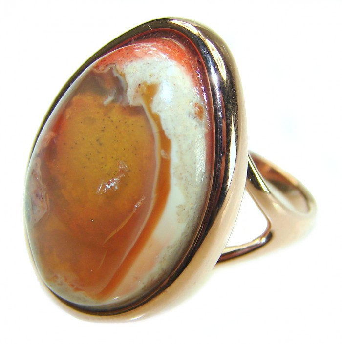 Bonfire Night best quality Mexican Opal 18K Gold over .925 Sterling Silver handmade ring 7 1/4 - photo 1