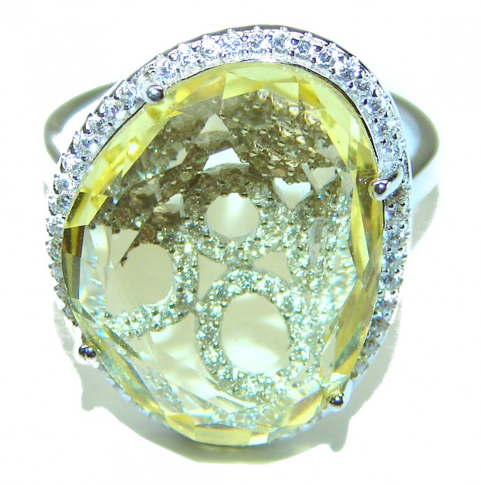 Splendid 14.5 carat Citrine .925 Sterling Silver Handcrafted Ring size 8 - photo 4