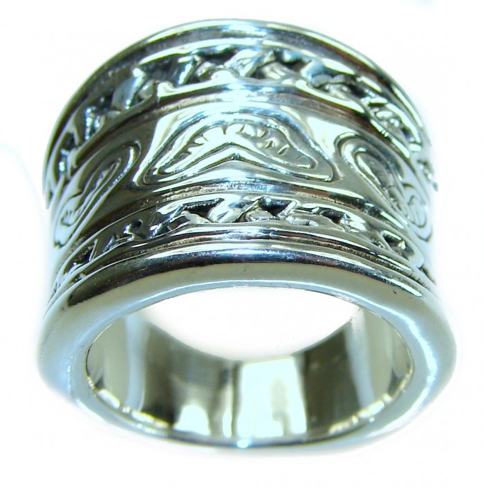 Large Bali made .925 Sterling Silver handcrafted Ring s. 6 - photo 3