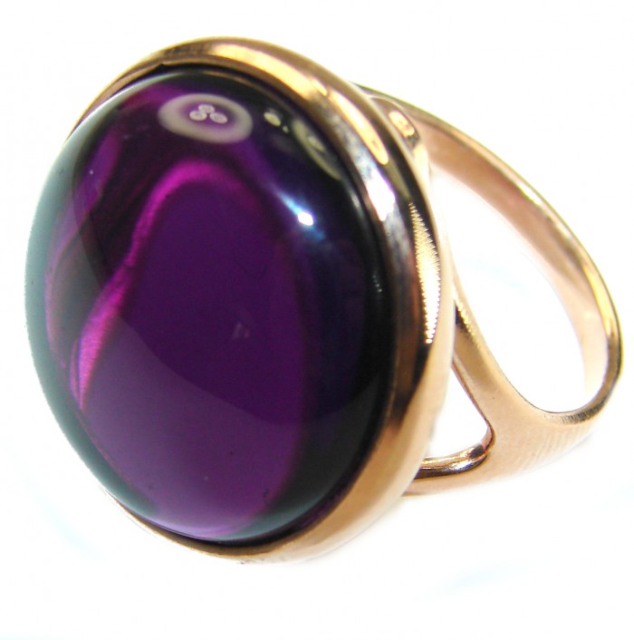 Purple Full Moon 21.2 carat Amethyst 14K Gold over .925 Sterling Silver Handcrafted Large Ring size 9 - photo 1