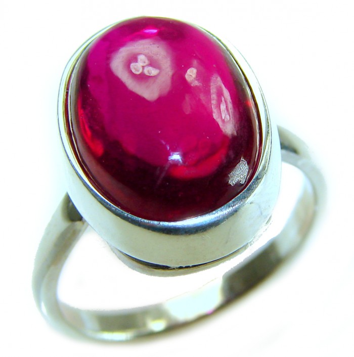 Bella Rosa Genuine 22.8 CARAT Ruby .925 Sterling Silver Large Statement Ring size 9 - Close-up of Bella Rosa 22.8 carat ruby in .925 sterling silver ring.
