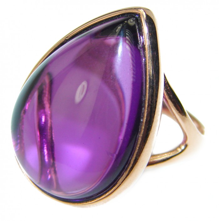Spectacular Amethyst 14K Gold over .925 Sterling Silver Handcrafted Large Ring size 7 - photo 2
