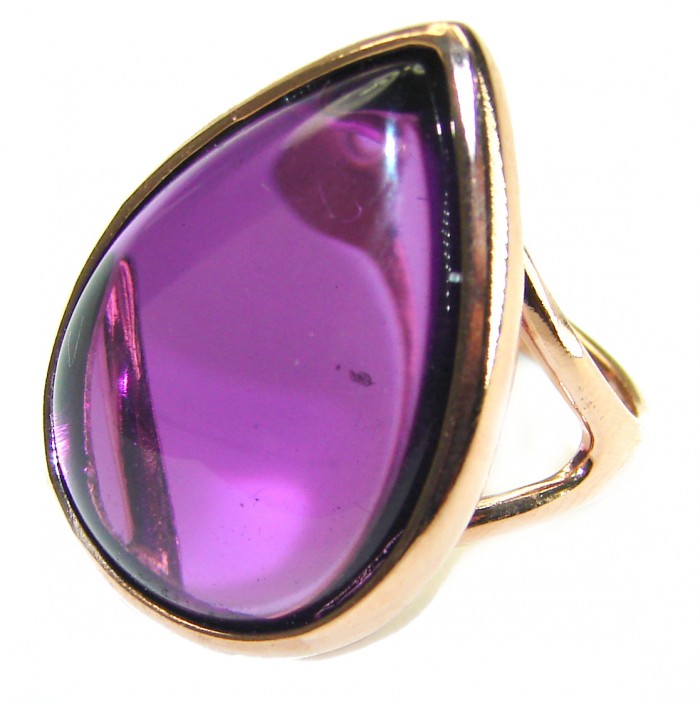 Spectacular Amethyst 14K Gold over .925 Sterling Silver Handcrafted Large Ring size 7 - photo 2