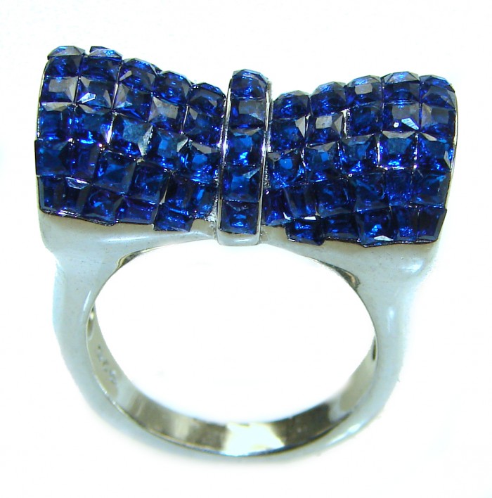 Luxurious Blue Ribbon Sapphire .925 Sterling Silver handcrafted Ring size 7 - photo 2
