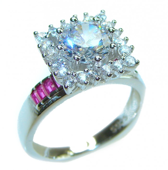 Eternity - Born to Glam authentic 6.3 carat White Topaz Ruby .925 Silver handcrafted Ring s. 8 - photo 3