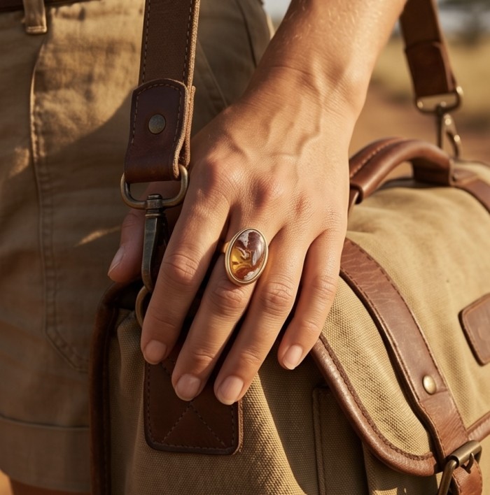 Bonfire Night best quality 28.4 carat Mexican Opal 18K Gold over .925 Sterling Silver handmade ring 7 1/4 - photo 1