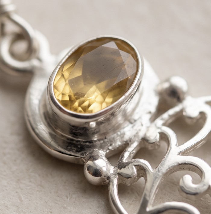 Victoria Authentic 3.5 carat Brazilian Citrine Silver handcrafted Statement earrings - photo 3
