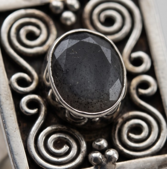 Magic Night Natural Labradorite Silver handcrafted Large ring size 8 - photo 3
