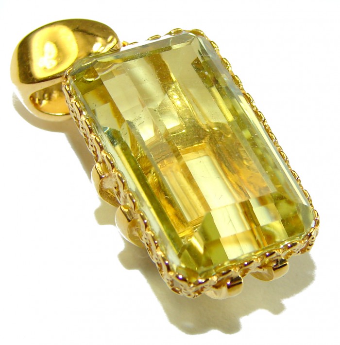 Authentic Golden Lemon Quartz 18K Gold over .925 Sterling Silver handmade Pendant - photo 3
