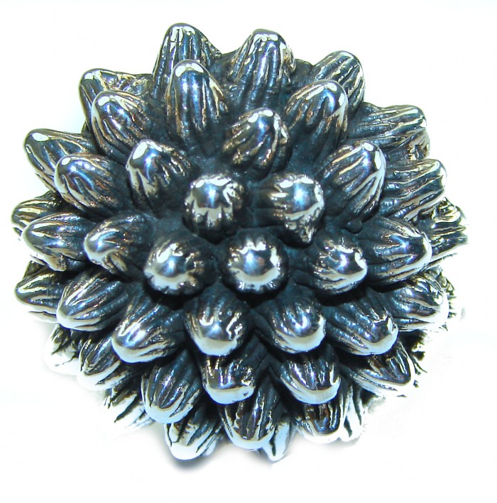 Large Flower Bali made .925 Sterling Silver handcrafted Ring s. 7 - photo 3