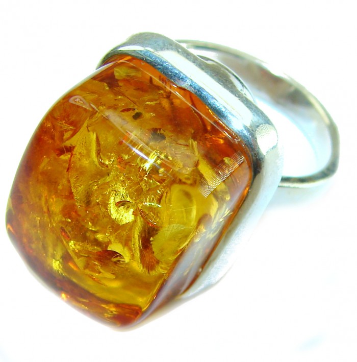 Beauty of the Sea natural Baltic Amber .925 Sterling Silver handcrafted ring; s. 7 1/4 - photo 1