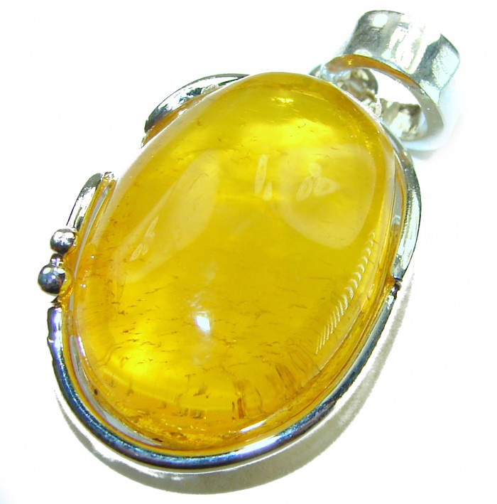 Prehistoric Authentic Butterscotch Baltic Amber .925 Sterling Silver beautifully handcrafted Large Pendant - photo 2