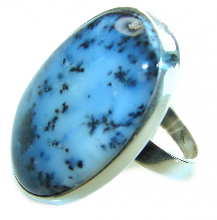 LARGE Top Quality Dendritic Agate .925 Sterling Silver handcrafted Ring s. 7 adjustable - photo 2