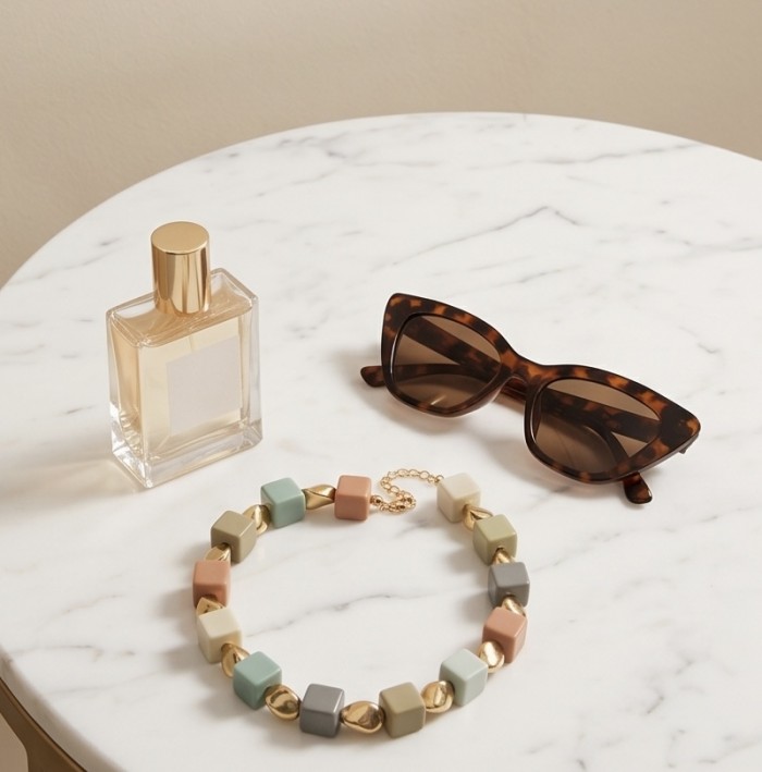Luxurius Modern Concept - Crystal Cubes golden Handcrafted necklace - photo 3