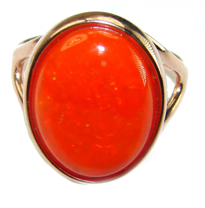 Orange Galaxy Ethiopian Opal 18K Rose Gold over .925 Sterling Silver handcrafted Ring size 8 1/4 - photo 2