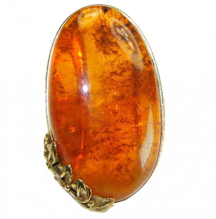 Real Beauty authentic Baltic Amber 14k Gold over .925 Sterling Silver Large handcrafted pendant - photo 2