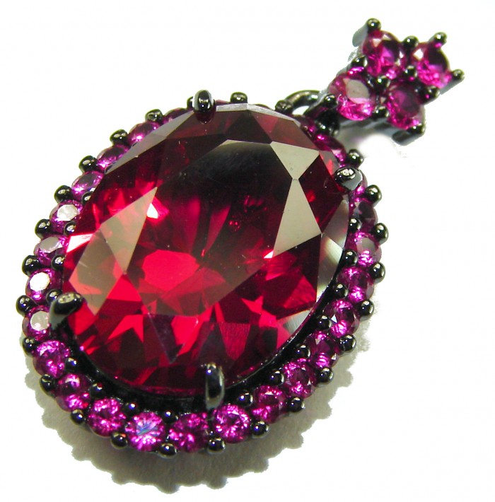 Matilde- Natural 17.8 carat Mozambique Garnet BLACK RHODIUM .925 Sterling Silver Handcrafted pendant - photo 3