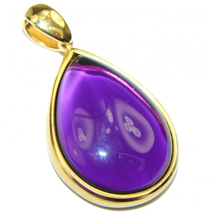 Vintage Design Amethyst 14K Gold over .925 Sterling Silver handcrafted Pendant - photo 2