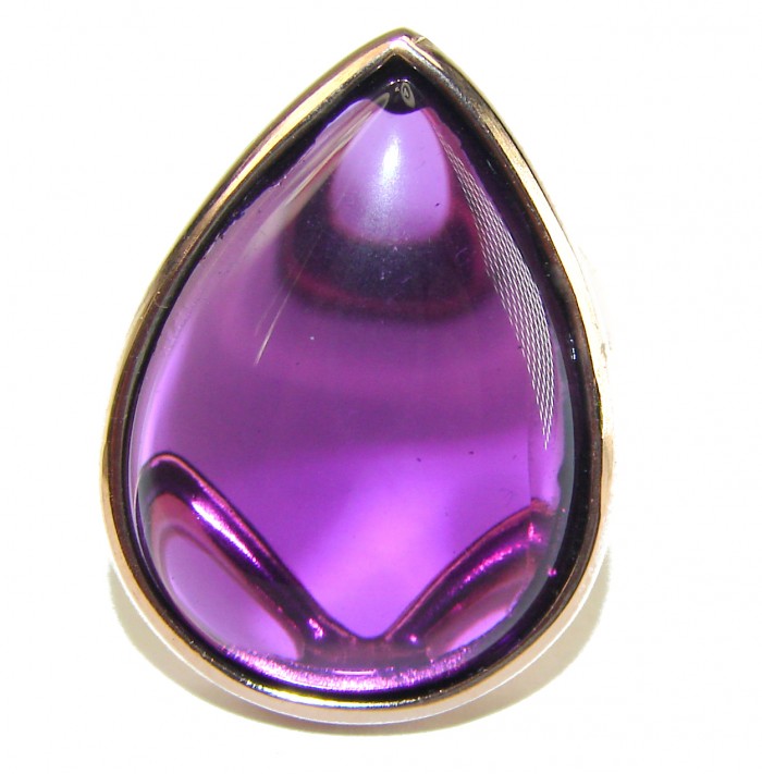 Spectacular Amethyst 14K Gold over .925 Sterling Silver Handcrafted Large Ring size 7 - photo 2
