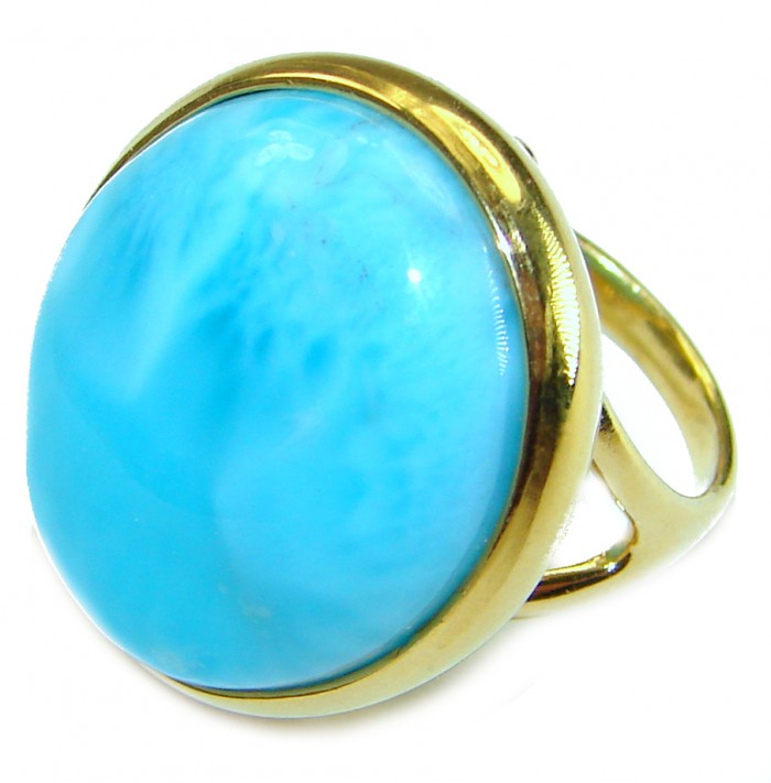 Precious authentic Larimar 18K Gold over .925 Sterling Silver handmade ring size 7 1/4 - photo 1
