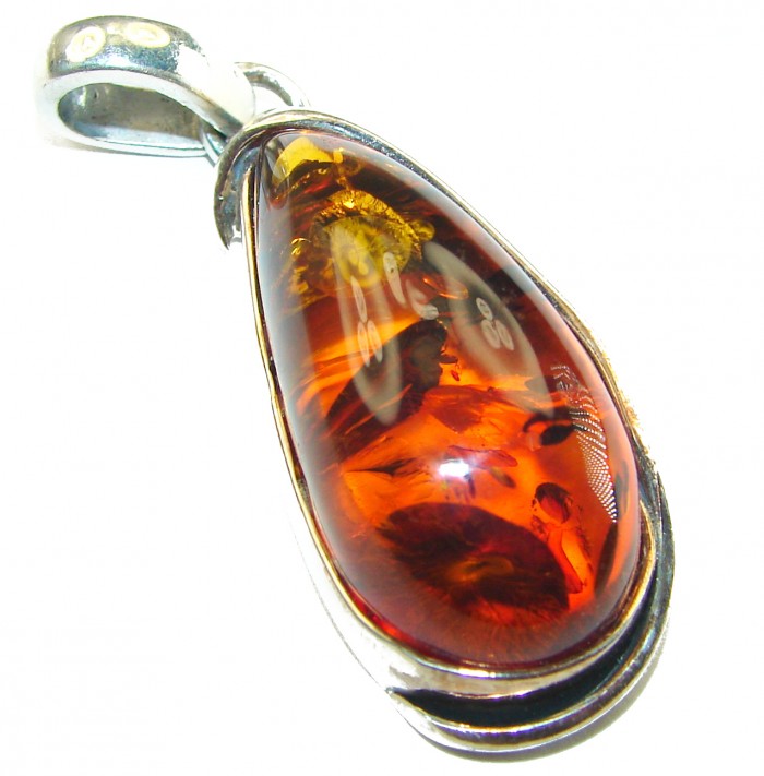Vintage Beauty authentic Baltic Amber .925 Sterling Silver handcrafted pendant - photo 2