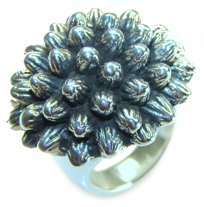 Large Flower Bali made .925 Sterling Silver handcrafted Ring s. 7 - photo 2