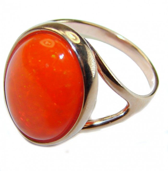 Orange Galaxy Ethiopian Opal 18K Rose Gold over .925 Sterling Silver handcrafted Ring size 8 1/4 - photo 1