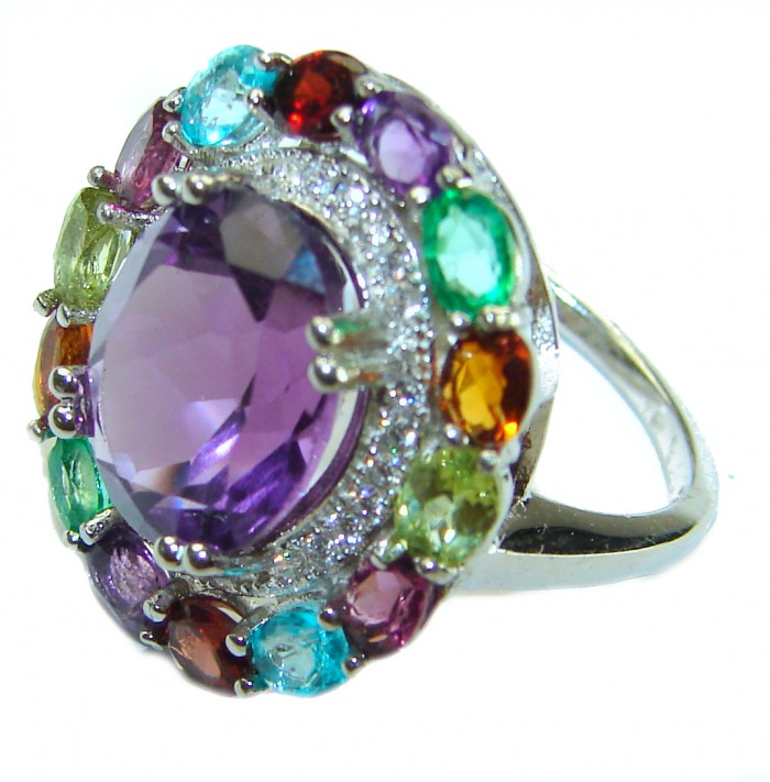 Beatrice- Dramatic design 10.8 carat Amethyst .925 Sterling Silver Handcrafted Ring size 7 - photo 1