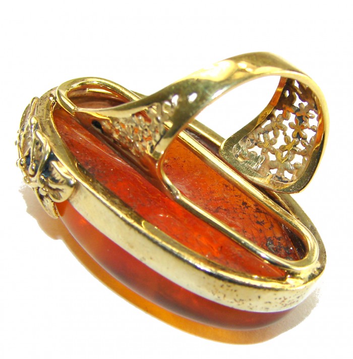 Real Beauty authentic Baltic Amber 14k Gold over .925 Sterling Silver Large handcrafted pendant - photo 1