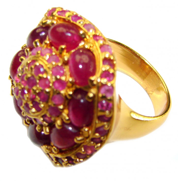 Born to Glam authentic 18.5 carat Ruby 18K Gold over .925 Silver handcrafted Cocktail Ring s. 7 - photo 2