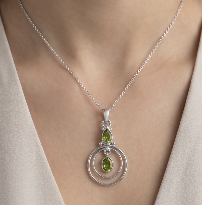Alessia authentic 2.9 carat Brazilian Peridot Silver handmade Statement pendant - photo 1