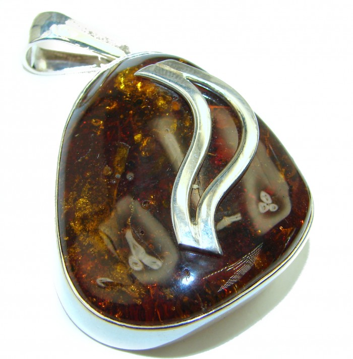Natural Baltic Amber .925 Sterling Silver handmade Pendant - photo 2