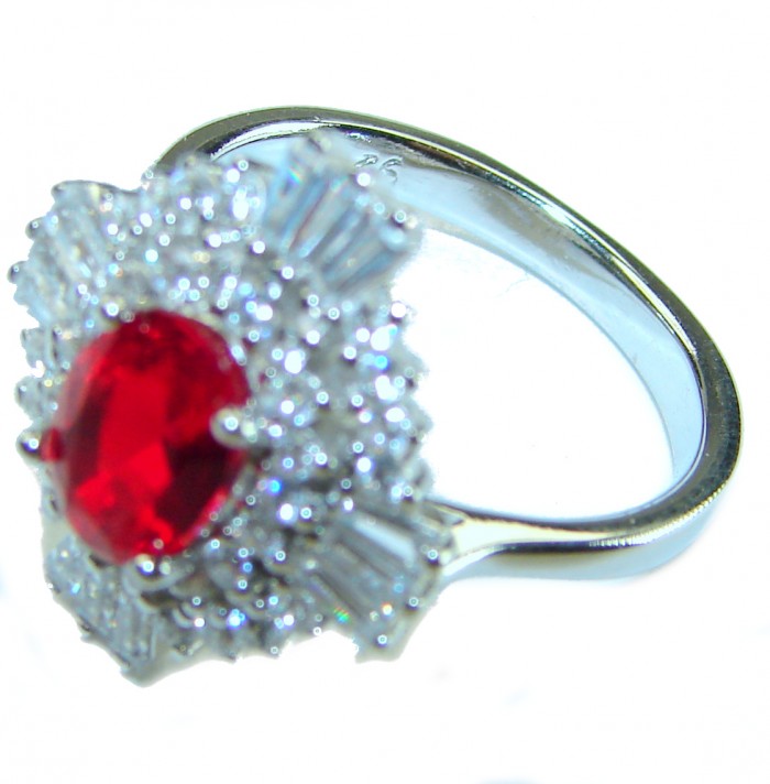 Red Brilliance 4.5 carat Ruby .925 Silver handcrafted Cocktail Ring s. 8 - photo 1