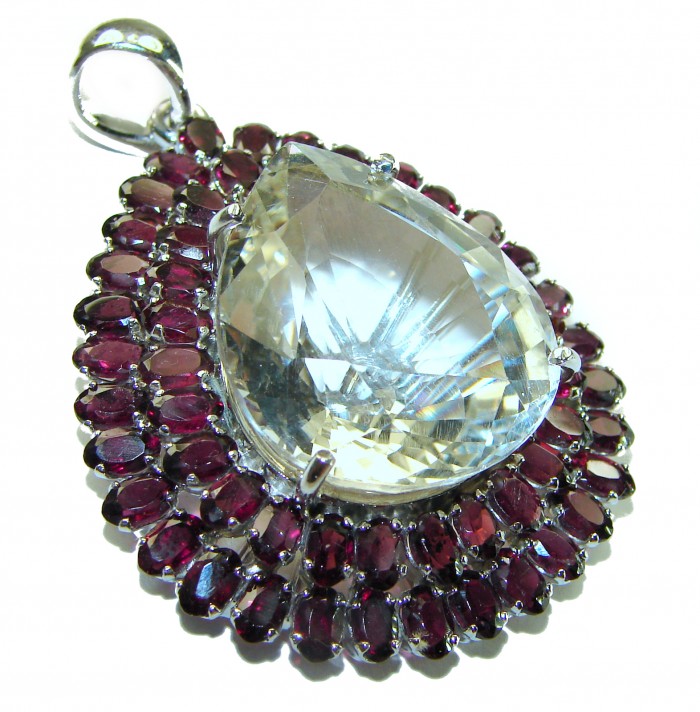 Luxury Timeless Jewels genuine 25.5 CARAT Lemon Topaz .925 Sterling Silver handmade Pendant - photo 2