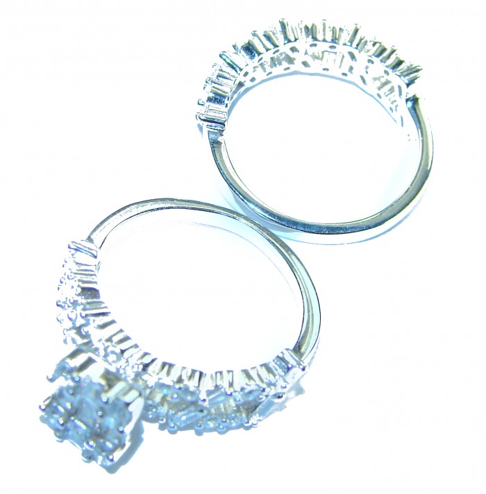 8.8 carat White Topaz .925 Sterling Silver brilliantly handcrafted stack ring s. 5 - Top view of 8.8 carat white topaz sterling silver rings.