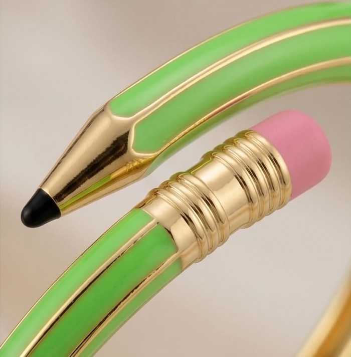 Pencil Enamel Hinge Bangle in Pastel Green Color Fashion Bracelet - photo 2