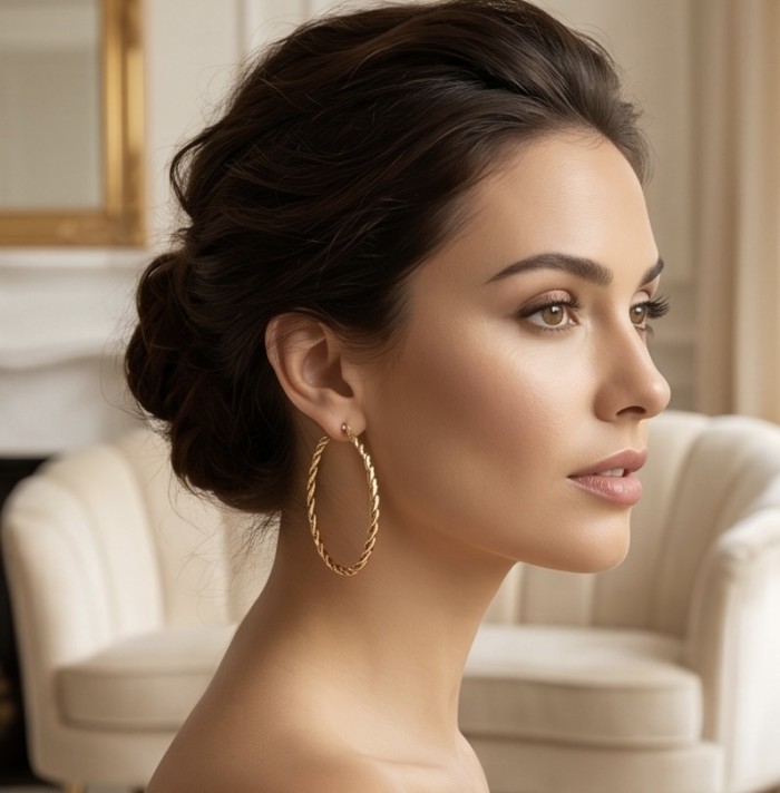 Allure Golden tone handcrafted Stylish Hoop earrings - photo 1