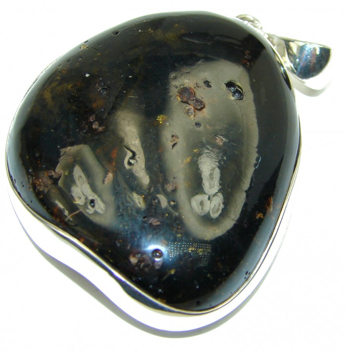 Timeless Treasure Genuine Dark Baltic Amber .925 Sterling Silver handmade pendant - photo 1