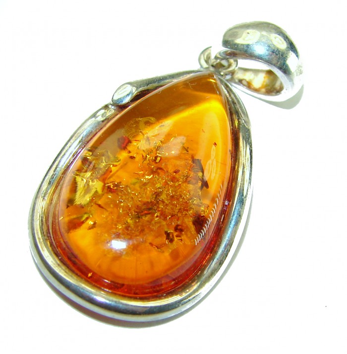 Vintage Beauty authentic Baltic Amber .925 Sterling Silver handcrafted pendant - photo 1