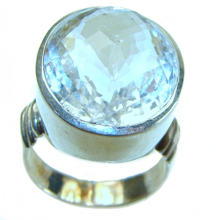 Spectacular 10.5 carat White Topaz .925 Sterling Silver handcrafted ring size 7 - photo 2