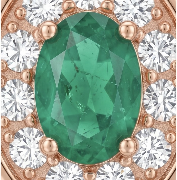 2.2 carat Australian Black Opal 14K Rose Gold over .925 Sterling Silver incredible handcrafted Earrings - Emerald stone close-up with diamond accents in rose gold setting.