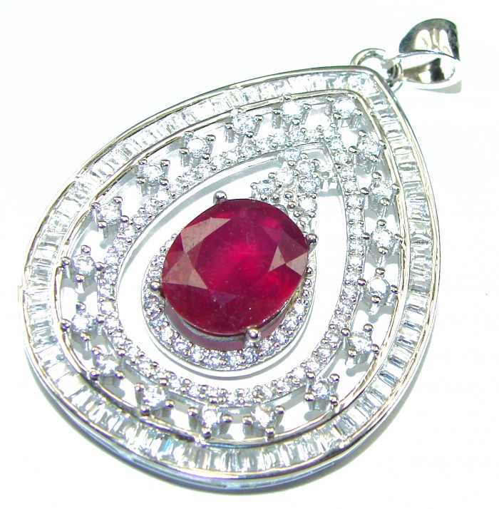 Excellent quality Genuine Ruby .925 Sterling Silver handmade Pendant - photo 1