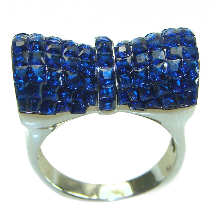 Luxurious Blue Ribbon Sapphire .925 Sterling Silver handcrafted Ring size 8 1/4 - photo 2