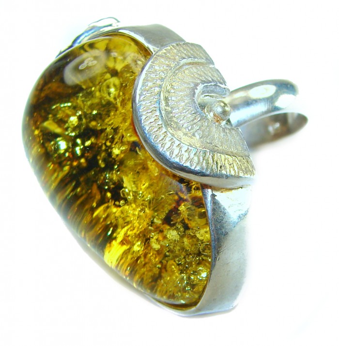 Large - Beauty of the Sea natural Baltic Amber .925 Sterling Silver handcrafted ring; s. 7 adjustable - photo 1