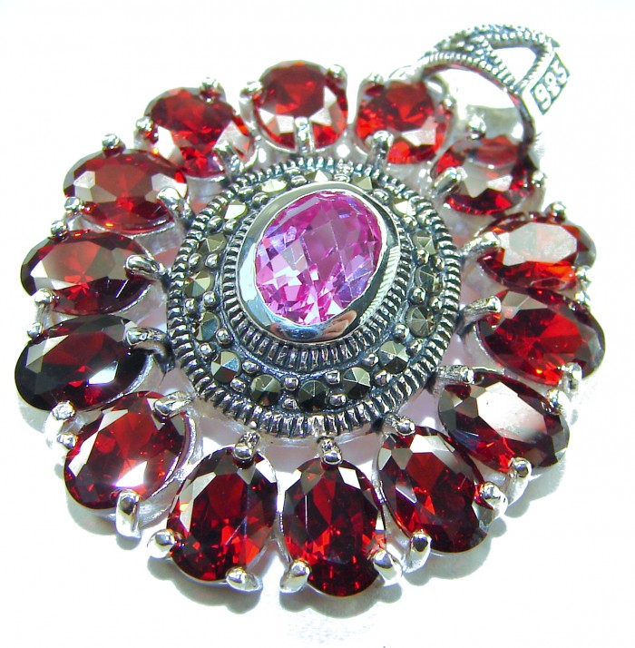 Marvelous Natural 20.8 carat Mozambique Garnet Pink Topaz .925 Sterling Silver Handcrafted pendant - photo 2