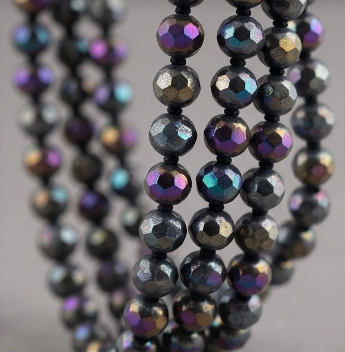 Bohemian Style Huge Genuine 80 inches Titanum Druzy handmade necklace - Close-up of Bohemian style titanium druzy beads necklace.